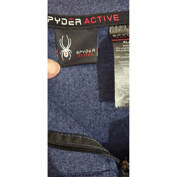 Spyder Active Mens XL Quarter Zip Pullover Navy Blue Heather Performance Shirt - Picture 3 of 3